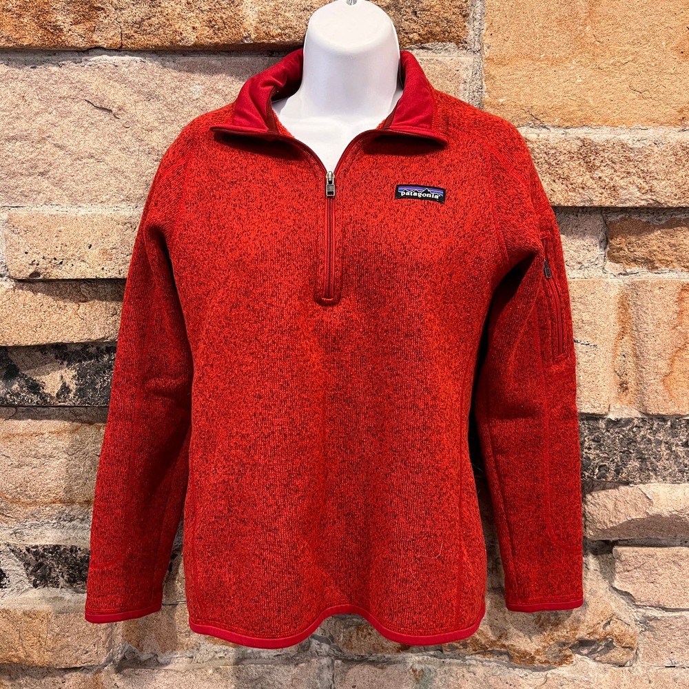 Patagonia Better Sweater 1/4 Zip Pimento Red Fleece Pullover Womens Sz Small